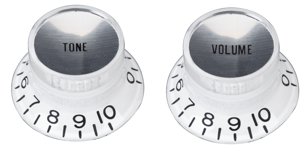 Boston Bell Knopf Volume & Tone 0 bis 10 Weiß/Silber